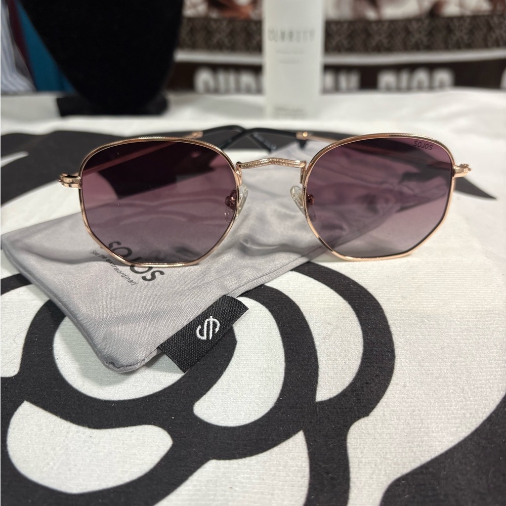 Sojos Sunglasses with Purple Lenses and Gold Frame
